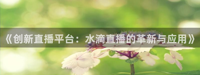 乐球吧直播吧nba：《创新直播平台：水滴直播的革新与应用》